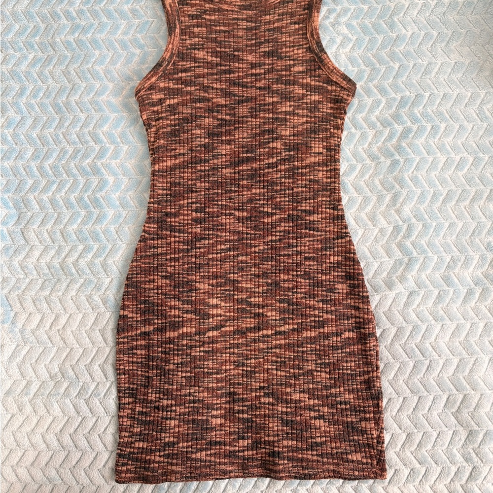 H&M Textured Mini Dress in Brown and Black